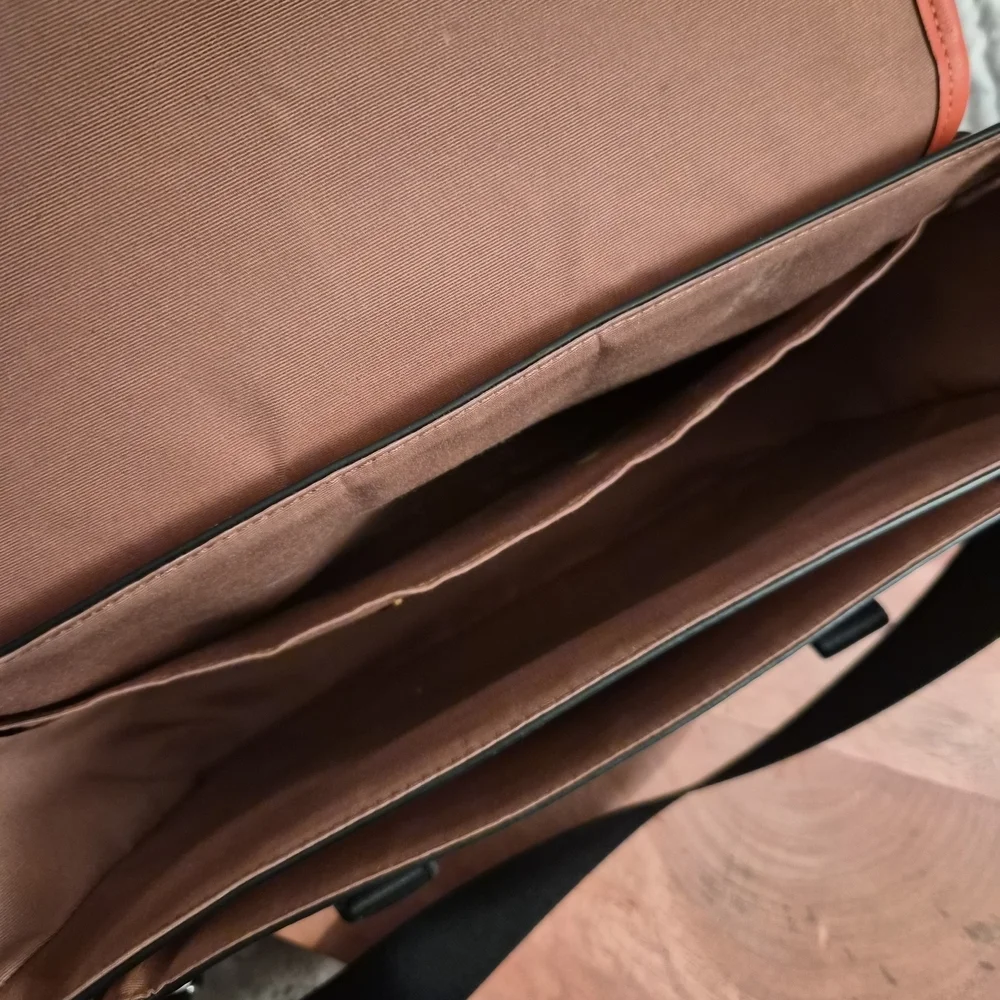 Coach Men's Cream and Brown Messenger Bag